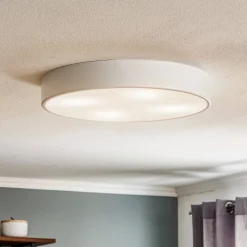 Loftlampe Cleo 500, hvid, sensor, IP20, Ø 50 cm, metal