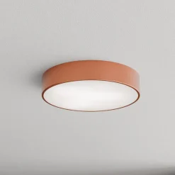 Loftlampe Cleo 400, kobber, sensor, IP54, Ø 40 cm, metal