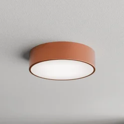 Loftlampe Cleo 300, kobber, sensor, IP54, Ø 30 cm, metal
