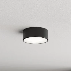 Loftlampe Cleo 200, sort, sensor, IP54, Ø 20 cm, metal
