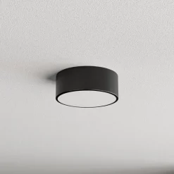 Loftlampe Cleo 200, sort, sensor, IP54, Ø 20 cm, metal