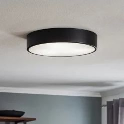 Loftlampe Cleo 400, sort, sensor, IP20, Ø 40 cm, metal