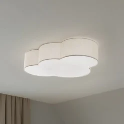Loftlampe Cloud, beige, 63 cm lang, tekstil, sky, E27