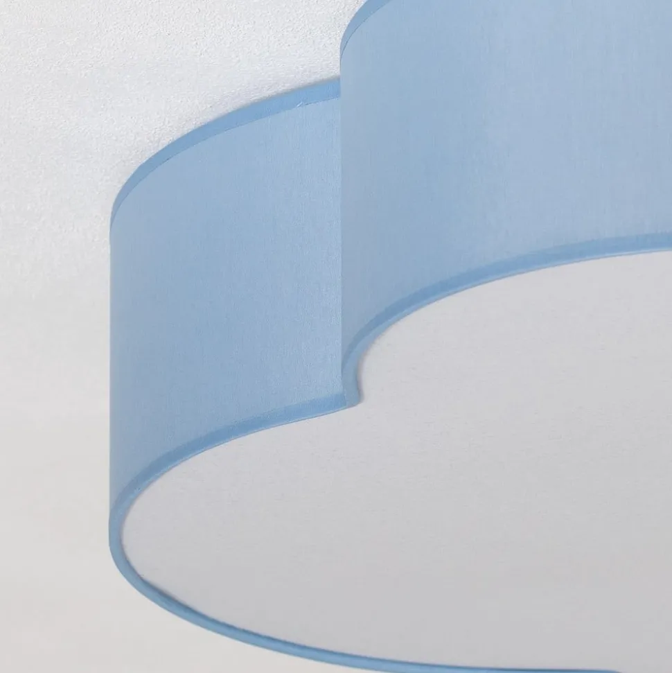 Loftlampe Cloud, blå, 63 cm lang, tekstil, sky, E27