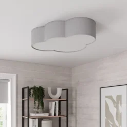 Loftlampe Cloud i tekstil, længde 62 cm, grå
