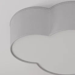 Loftlampe Cloud i tekstil, længde 62 cm, grå