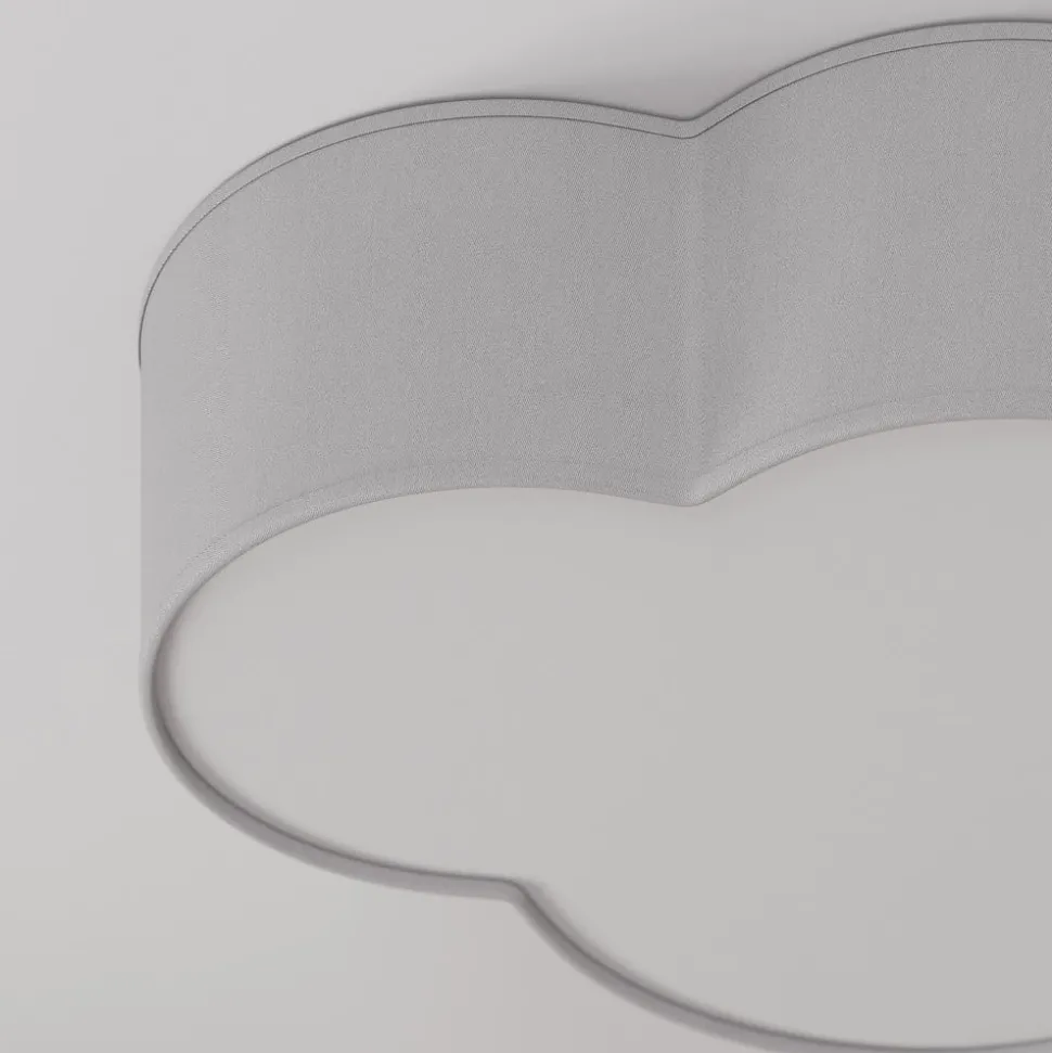 Loftlampe Cloud i tekstil, længde 62 cm, grå