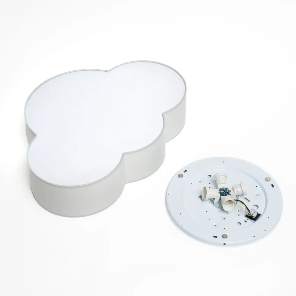 Loftlampe Cloud i tekstil, længde 62 cm, grå