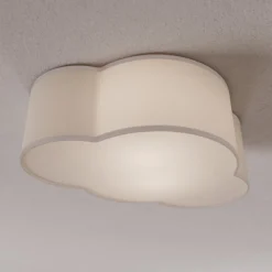 Loftlampe Cloud i tekstil, længde 41 cm, grå