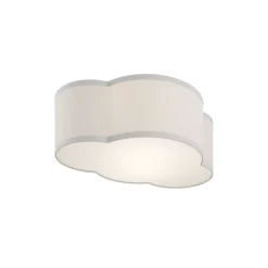 Loftlampe Cloud i tekstil, længde 41 cm, grå