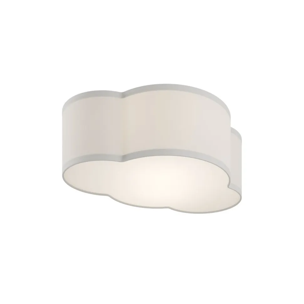 Loftlampe Cloud i tekstil, længde 41 cm, grå