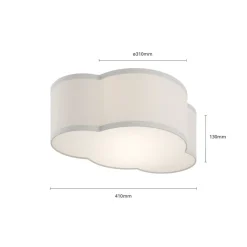 Loftlampe Cloud i tekstil, længde 41 cm, grå