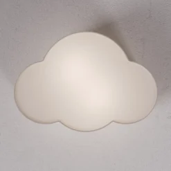 Loftlampe Cloud i tekstil, længde 41 cm, grå