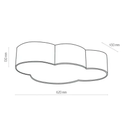 Loftlampe Cloud, lyserød, 63 cm lang, tekstil, sky, E27
