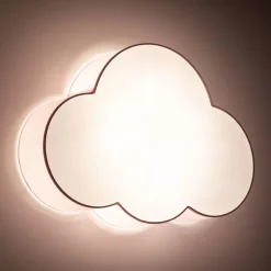 Loftlampe Cloud, lyserød, 63 cm lang, tekstil, sky, E27