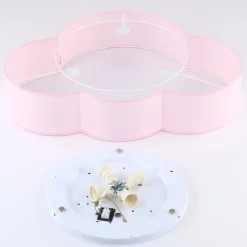 Loftlampe Cloud, lyserød, 63 cm lang, tekstil, sky, E27