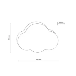 Loftlampe Cloud, lyserød, 43 cm lang, tekstil, sky, E27
