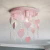 Loftlampe Corazon i pink med hjerter