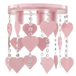 Loftlampe Corazon i pink med hjerter