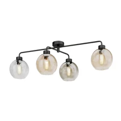 Loftlampe Cubus med 4 lyskilder klar/rav/grå
