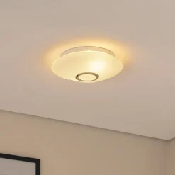 Loftlampe Cyril i glas, hvid-messing