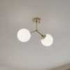 Loftlampe Damar, guld, glas, 2 lyskilder, længde 44 cm, E27