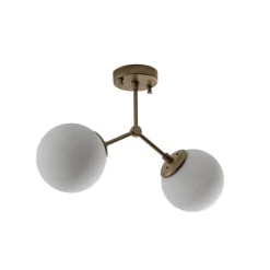 Loftlampe Damar, guld, glas, 2 lyskilder, længde 44 cm, E27