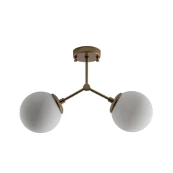 Loftlampe Damar, guld, glas, 2 lyskilder, længde 44 cm, E27