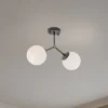 Loftlampe Damar, sort, glas, 2 lyskilder, længde 44 cm