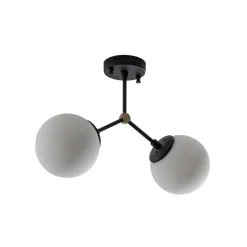 Loftlampe Damar, sort, glas, 2 lyskilder, længde 44 cm