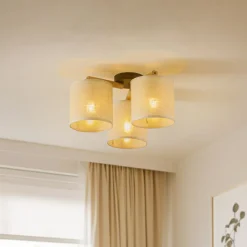 Loftlampe Deva, tekstil, 3 lyskilder
