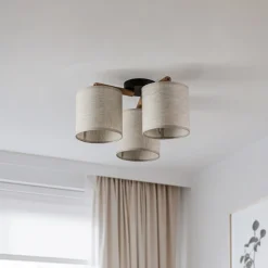 Loftlampe Deva, tekstil, 3 lyskilder