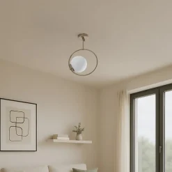 Loftlampe Dolunay, Ø 26 cm, guldfarvet, glas, E27