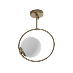 Loftlampe Dolunay, Ø 26 cm, guldfarvet, glas, E27