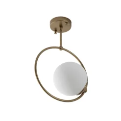 Loftlampe Dolunay, Ø 26 cm, guldfarvet, glas, E27