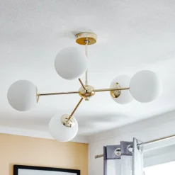 Loftlampe Dori, 5 lyskilder, guld