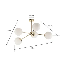 Loftlampe Dori, 5 lyskilder, guld