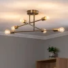 Loftlampe Flower 176, 6 lyskilder, guld antik