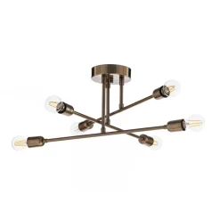 Loftlampe Flower 176, 6 lyskilder, guld antik
