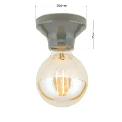 Loftlampe Frost, grå, keramik, E27