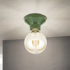 Loftlampe Frost, grøn, keramik, E27
