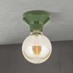 Loftlampe Frost, grøn, keramik, E27