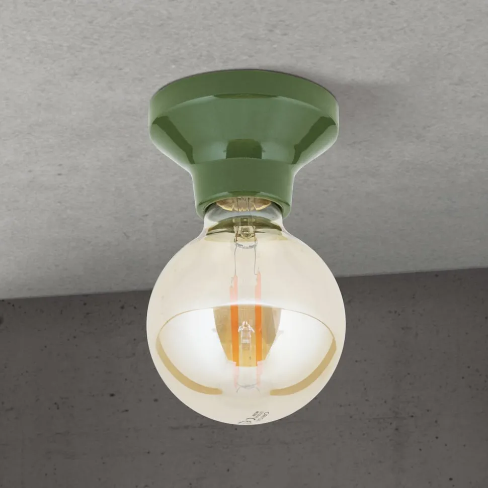 Loftlampe Frost, grøn, keramik, E27