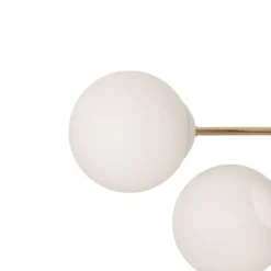 Loftlampe Glassy, 6 lyskilder, hvid/guld/opal