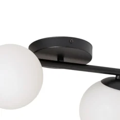 Loftlampe Glassy, 4 lyskilder, lineær, sort/opal