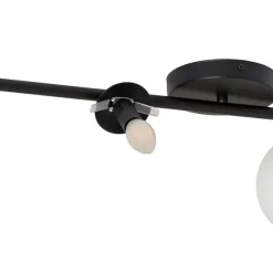 Loftlampe Glassy, 4 lyskilder, lineær, sort/opal
