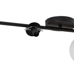 Loftlampe Glassy, 4 lyskilder, lineær, sort/opal
