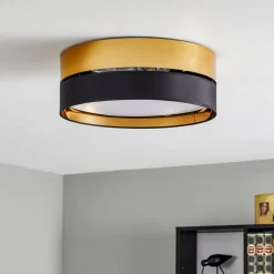 Loftlampe Hilton, sort/guld, Ø 45 cm