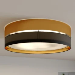 Loftlampe Hilton, sort/guld, Ø 60 cm