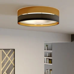 Loftlampe Hilton, sort/guld, Ø 60 cm